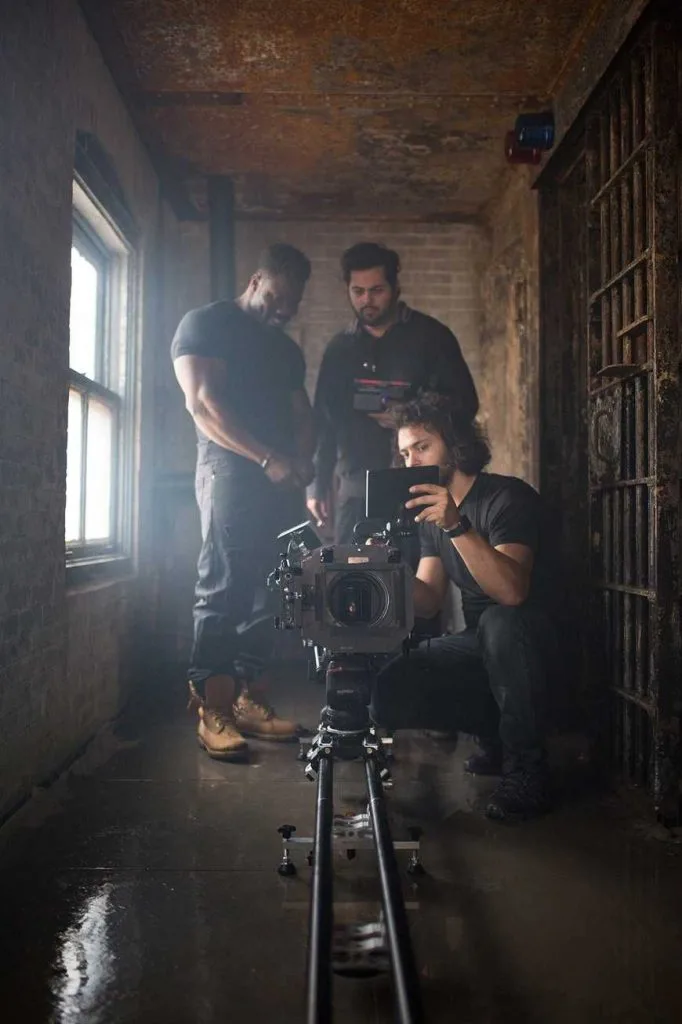 Robert Wilmote looking at shots taken with Director Yuri Alves