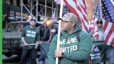 American veteran with American flag