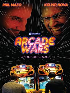 Arcade Wars poster featuring two players with their game faces competing with each other