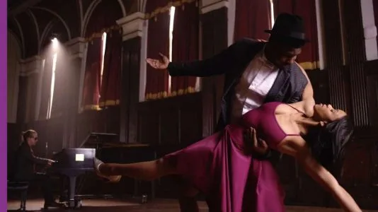 two dancers mid performance