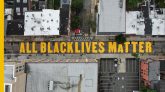 Aerial view of the All Black Lives Matter street mural on Halsey Street, Newark.
